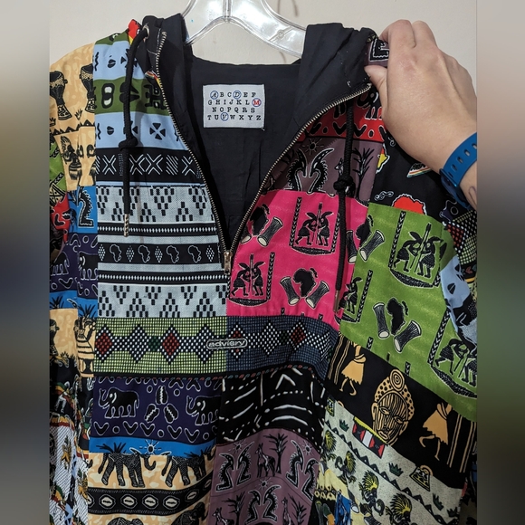 Advisry Motherland Patchwork Anorak Pullover Hoodie Hoodie Jacket Size M Retro - Picture 10 of 15